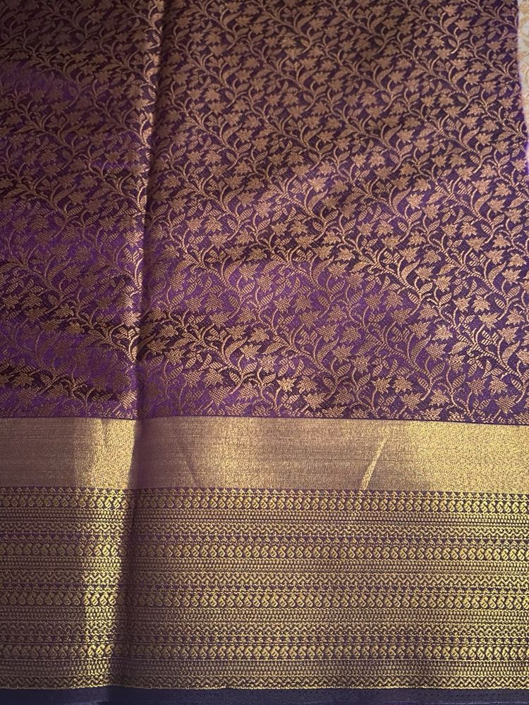 Banarasi-weave synthetic brocade sari