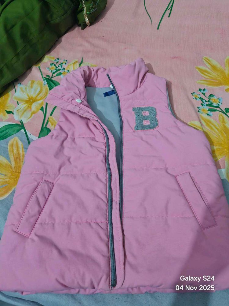 Pink Sleeveless Puffer Vest