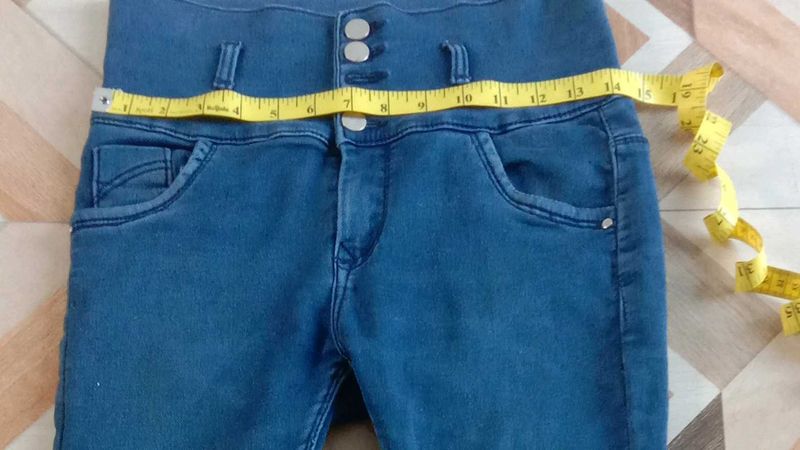 High Waisted Blue Denim Jeans