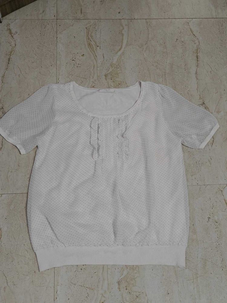 Chic White Polka Dot Top