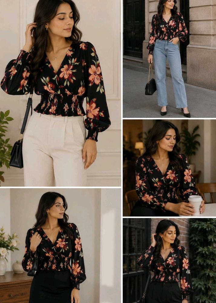 Chic Floral Print Long Sleeve Top