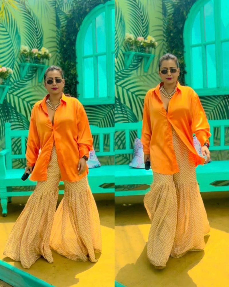 Stylish Orange Kurta with Palazzo Set