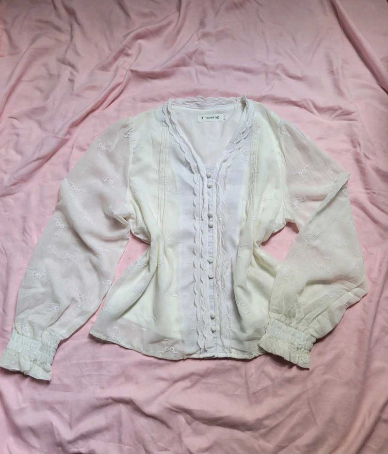 Elegant White Sheer Blouse