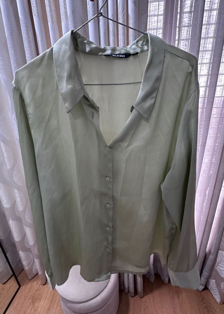 Chic Satin Finish Button-Up Shirt