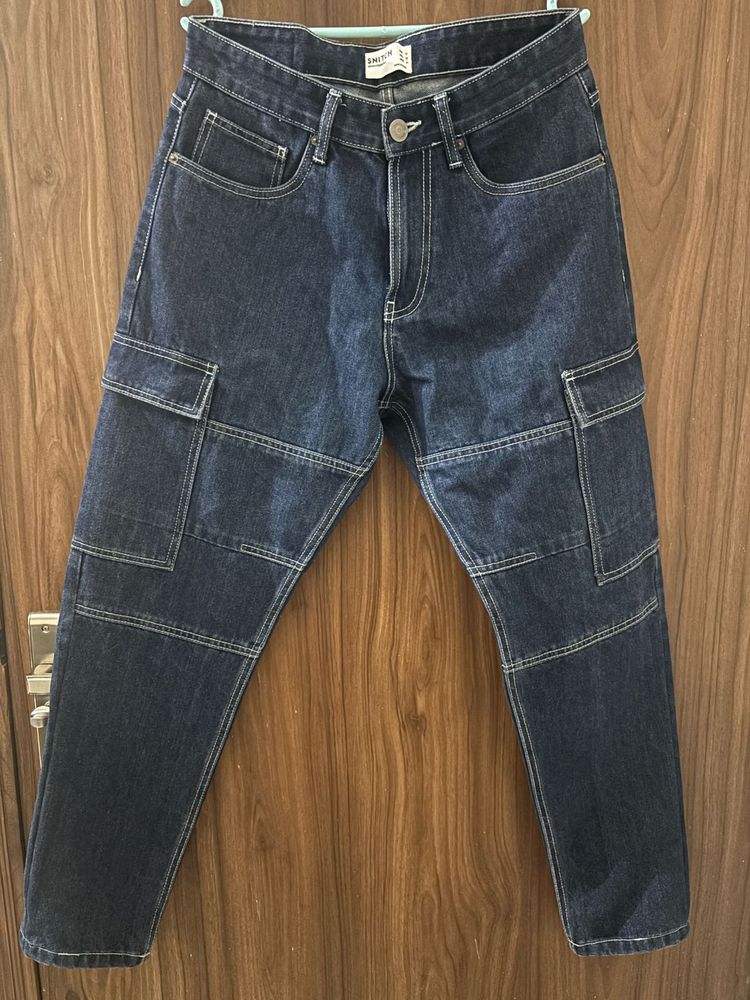 SNITCH CARGO JEANS NAVY BLUE MEN