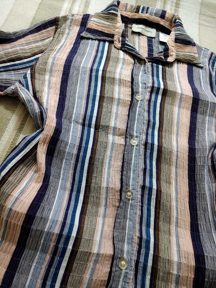 Striped Button-Up Shirt