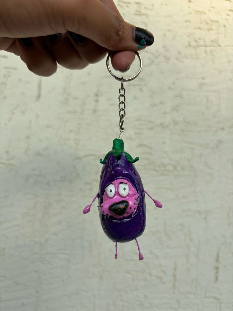 Courage the Cowardly Dog Eggplant Keychain