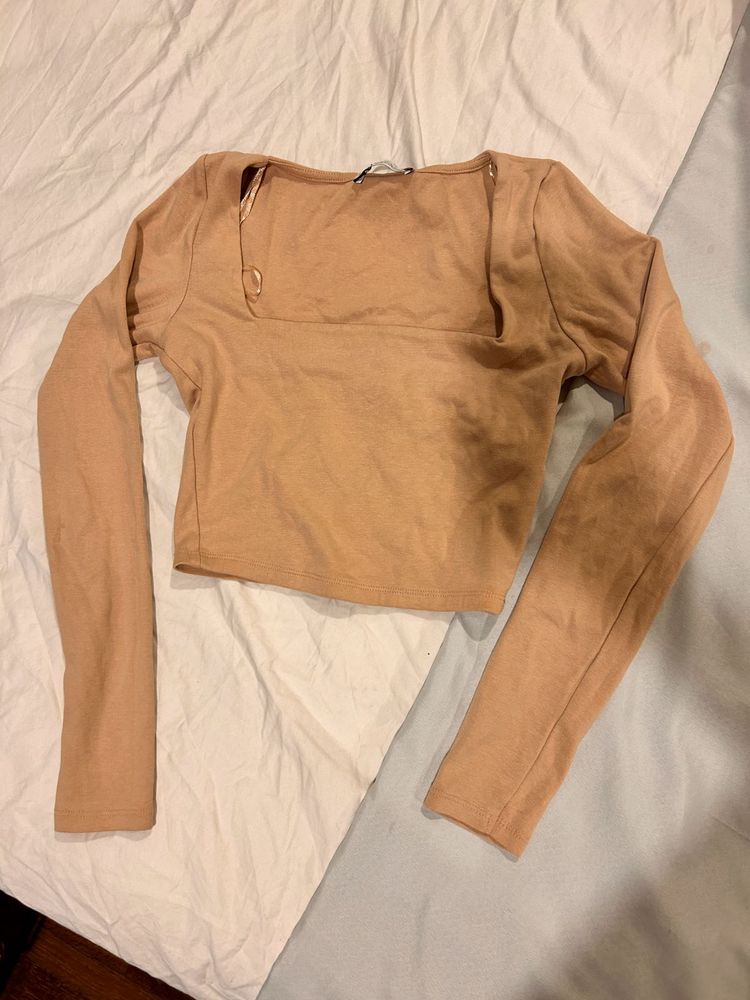 Cute Beige Crop Top
