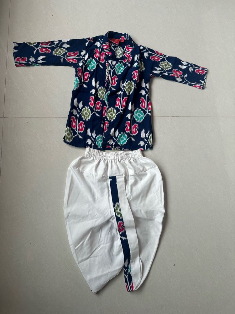 Kids Printed Kurta Dhoti Set