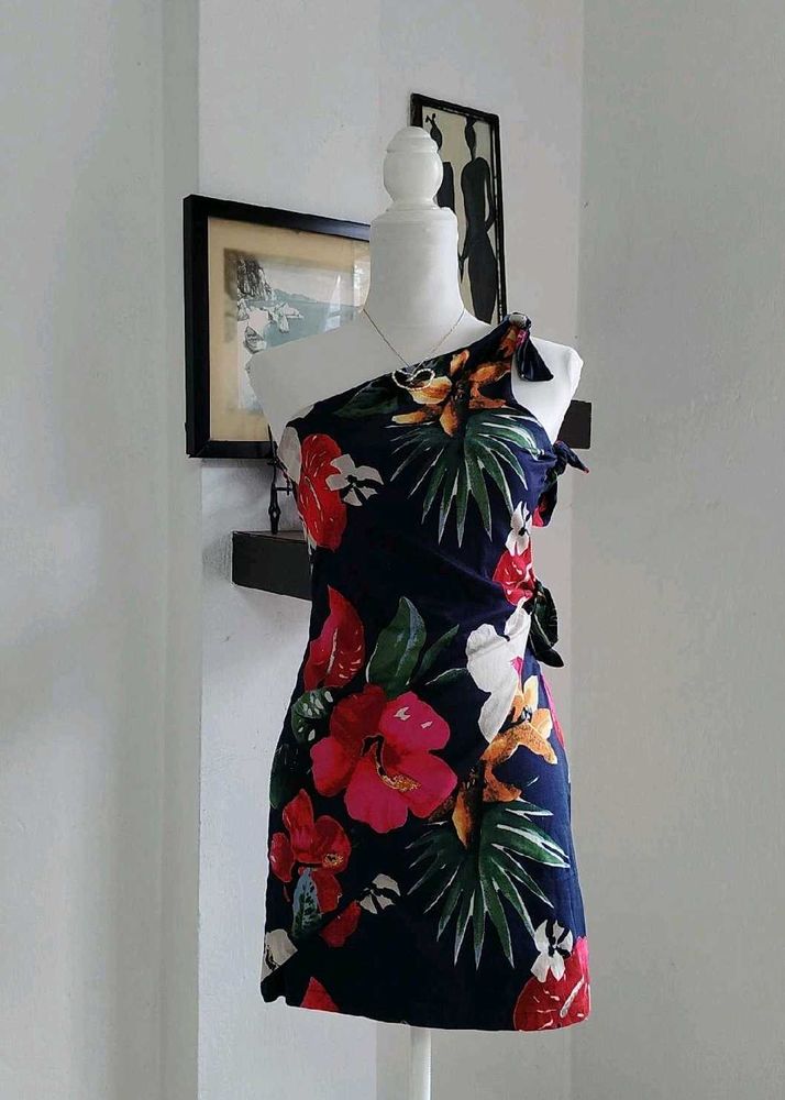 One Shoulder Floral Mini Dress