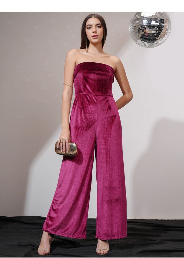 Velvet Strapless Jumpsuit