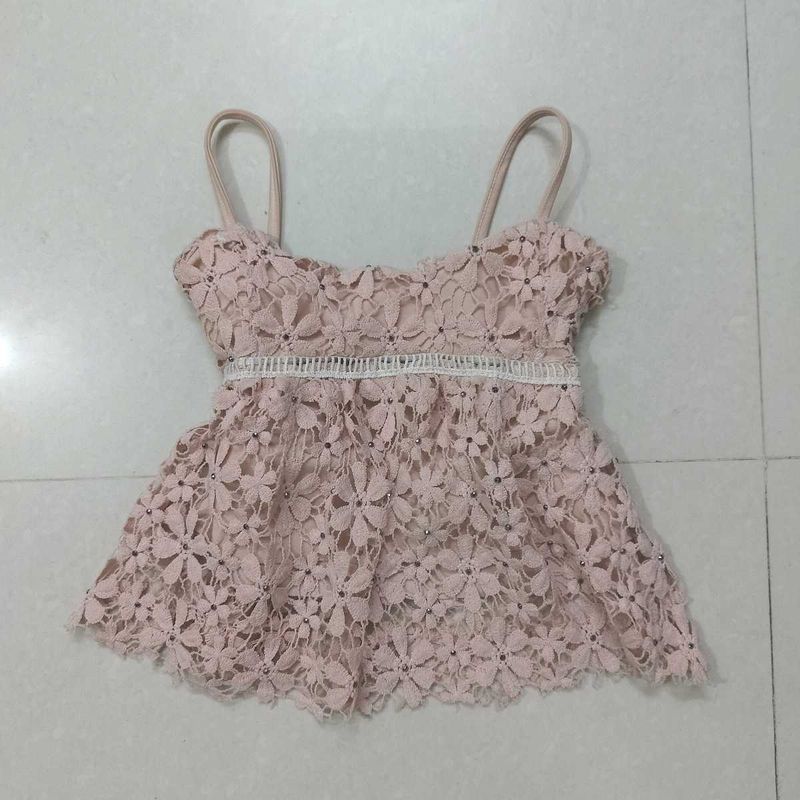 Pink Lace Cami Top