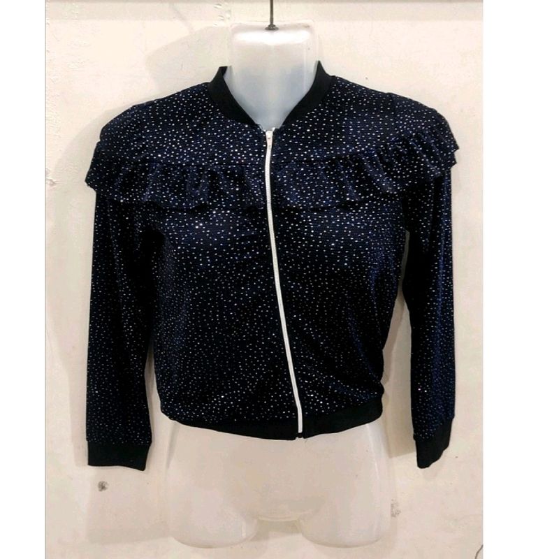Shining Zipper Sweater For Women Length 18