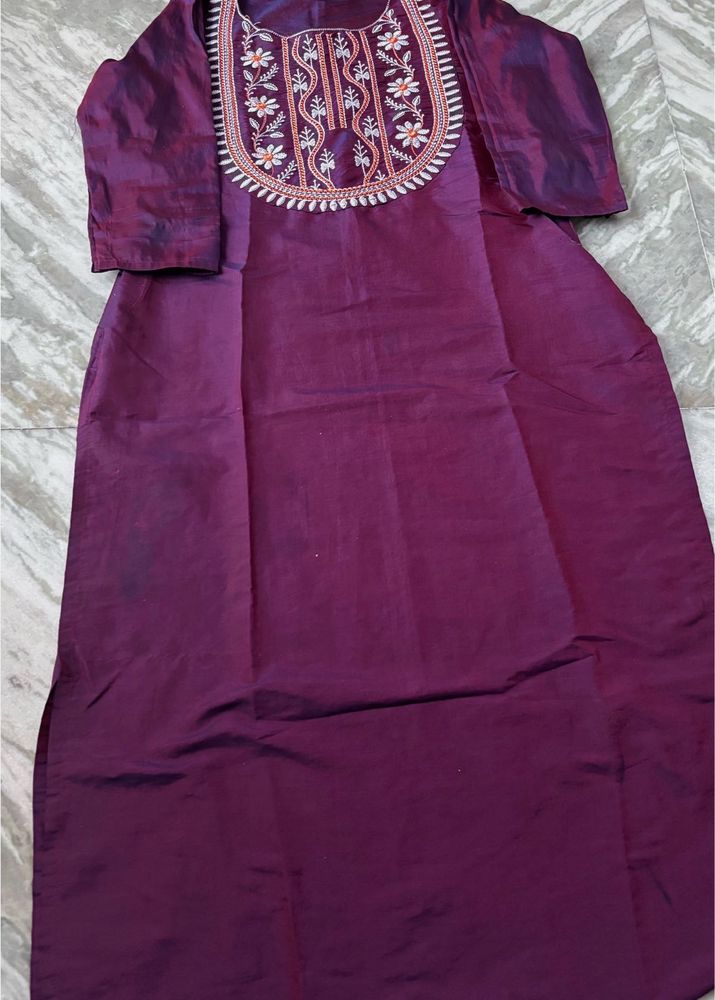 Embroidered Silk Kurta
