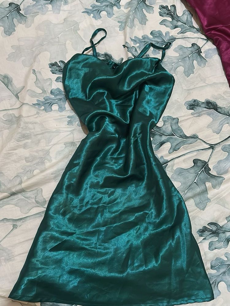 Vintage Cowl neck Satin Slip party Dress