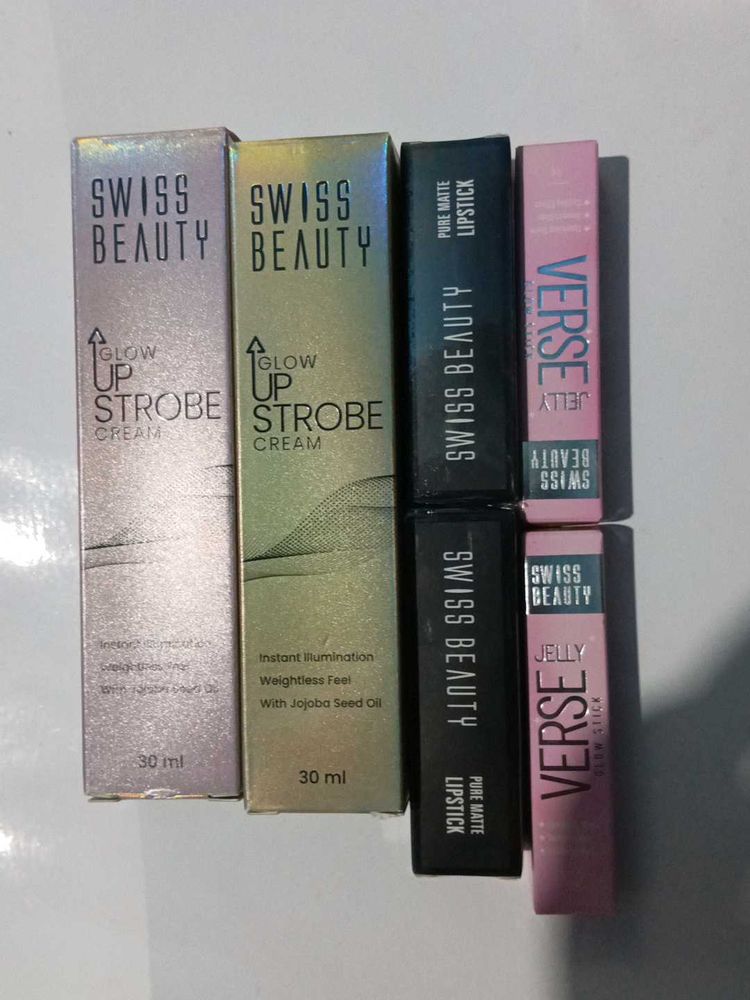 Swiss Beauty Glow Up Strobe Cream &amp; Lipsticks