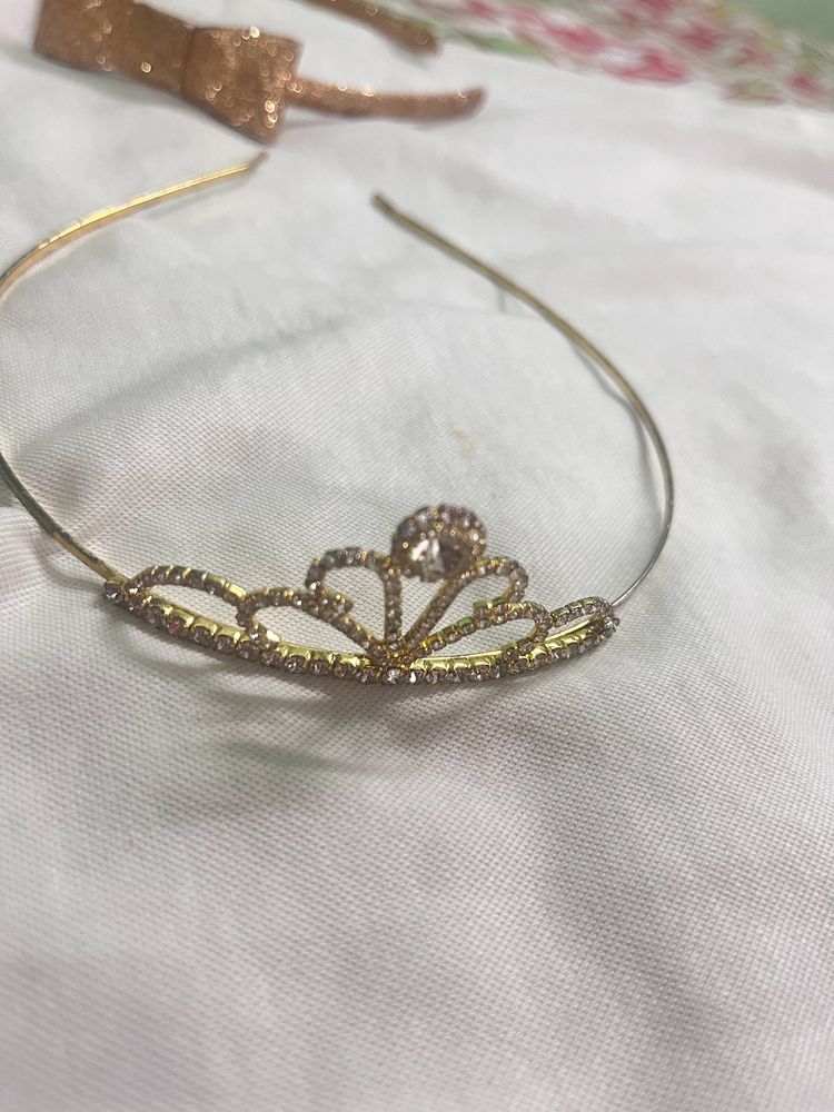 New Metal Gold Plating Sparkling Crown&amp; Hairband