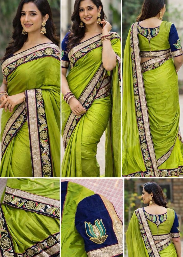 Elegant Designer Green Saree with Stitched Blouse