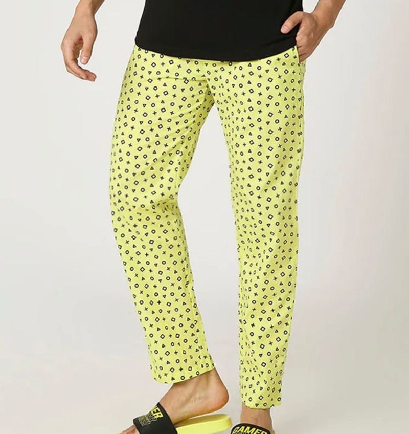 Unisex Neon Yellow Printed Lounge Pants