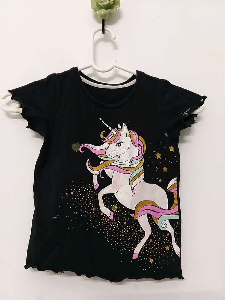 Kids Black Unicorn T-Shirt
