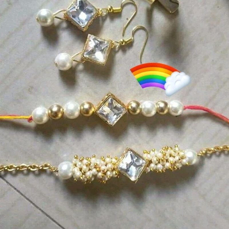Sparkling Rakhi &amp; Earring Set