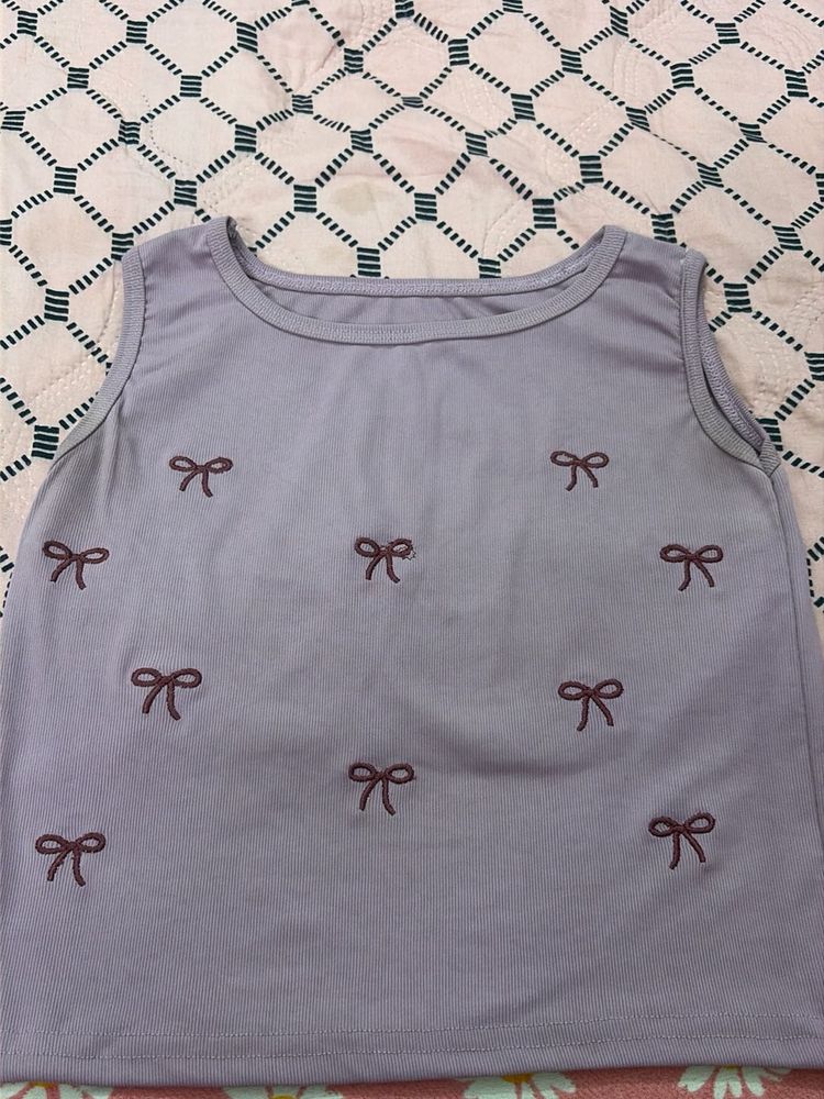 Cute Lilac Bow Tank Top