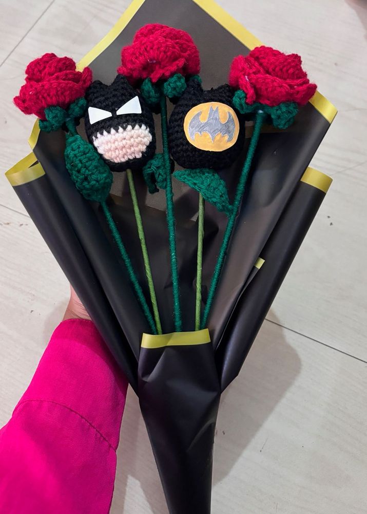Crochet Batman Rose Bouquet for gifting men