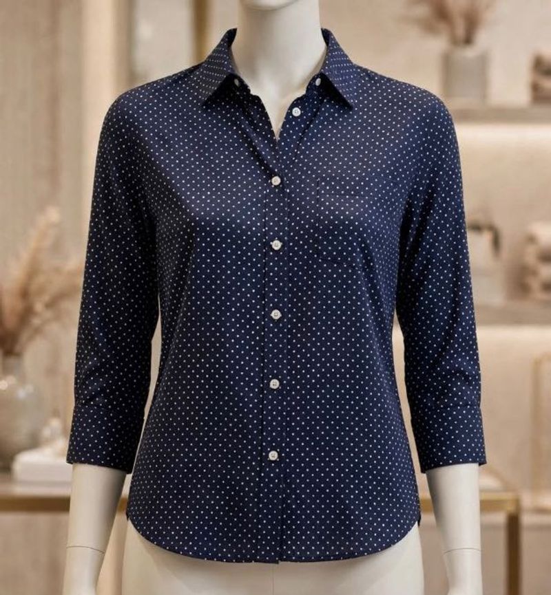 cute polka dot button up 💙