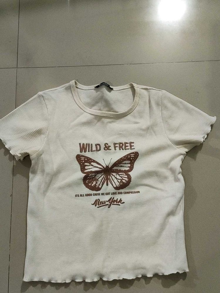 Cream Butterfly Graphic Tee