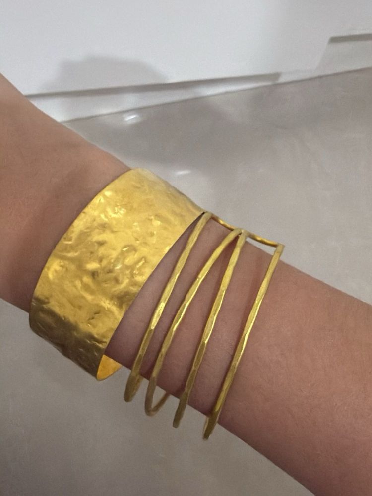 Gold Hammered Cuff Bracelet