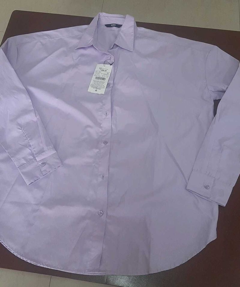 NEW WITH TAG -Lavender Oversized Button-Up Shirt