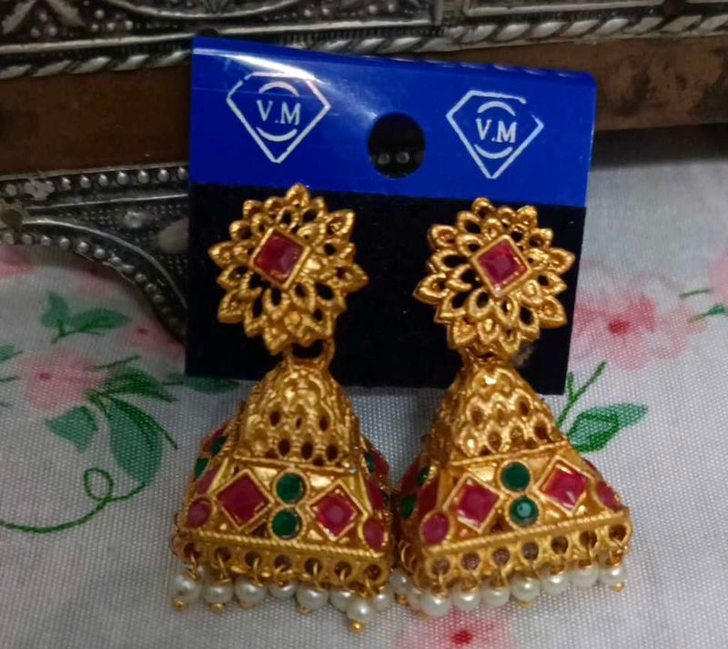 Temple Style Jhumka Earrings