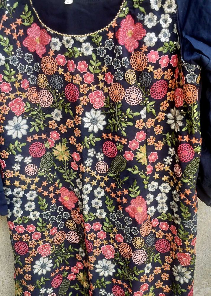 Embroidered Navy Blue garara set heavy