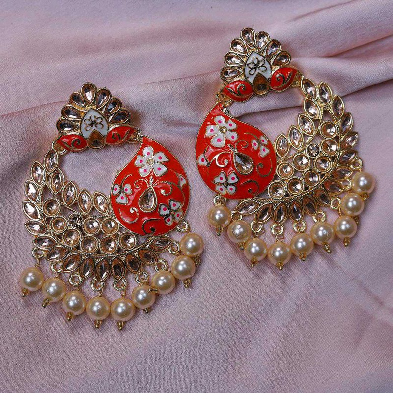 Heavy Stunning Red Floral Dangle Earrings