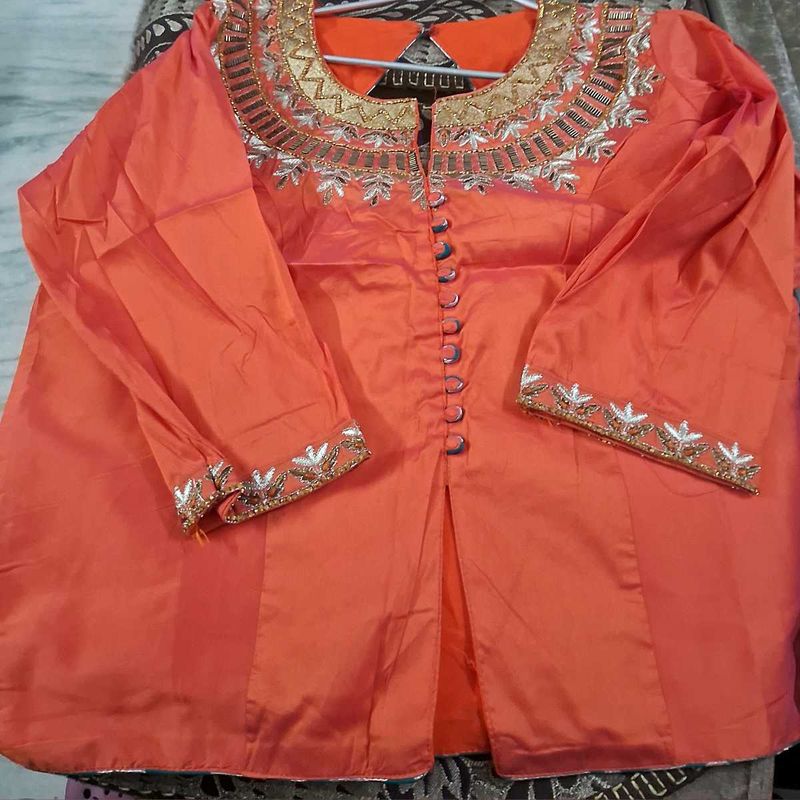 Orange Embroidered choli blouse