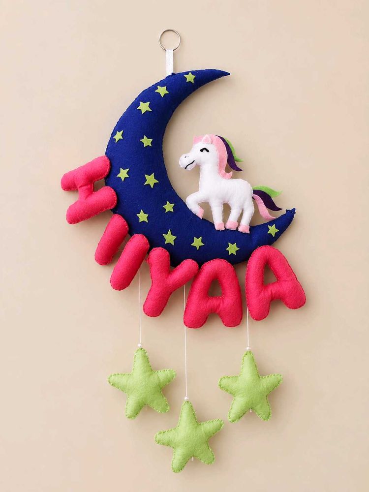 Felt Moon Unicorn Name Hanging Decor
