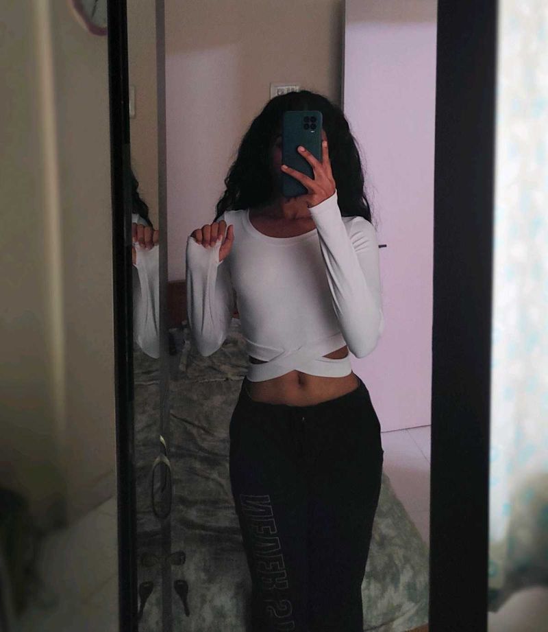 White Cropped Full-Sleeve Top