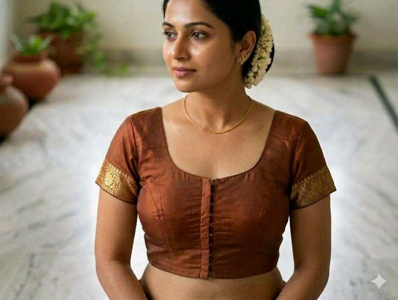 Elegant Brown Silk Blouse