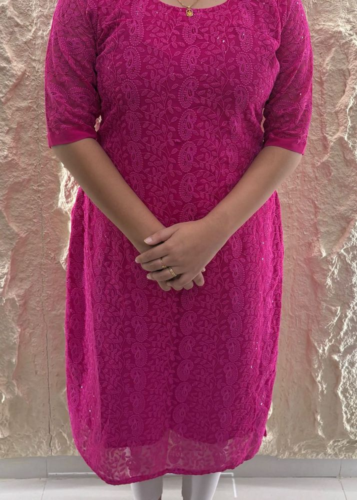Beautiful Pink Chikankari Kurta