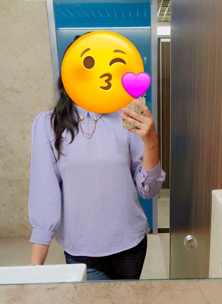 Chic Lavender Polka Dot Blouse