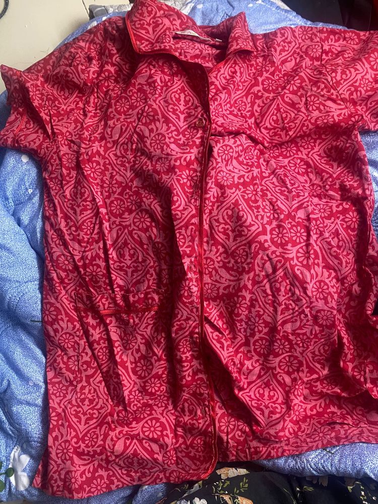 Comfortable Pink Printed Pajama Set