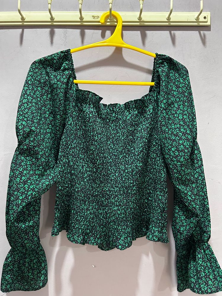 Floral Green Long Sleeve Top
