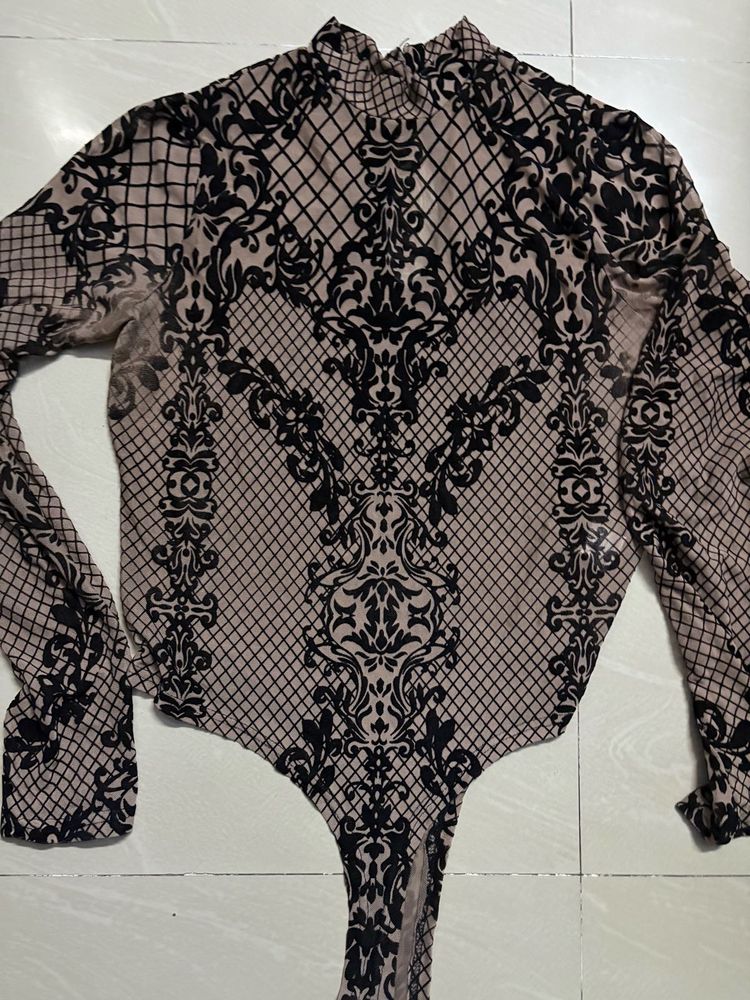 Elegant Damask Print Bodysuit