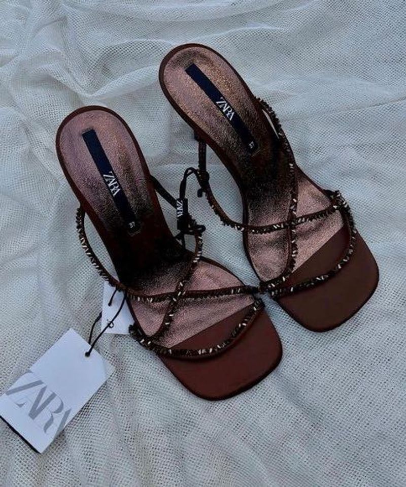 Zara beaded strappy heels
