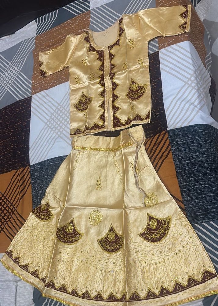 Golden Embellished Lehenga Choli Set