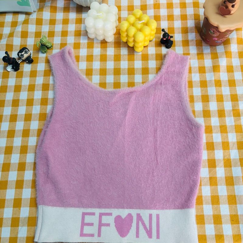 Pink Fuzzy knitted Tank Top