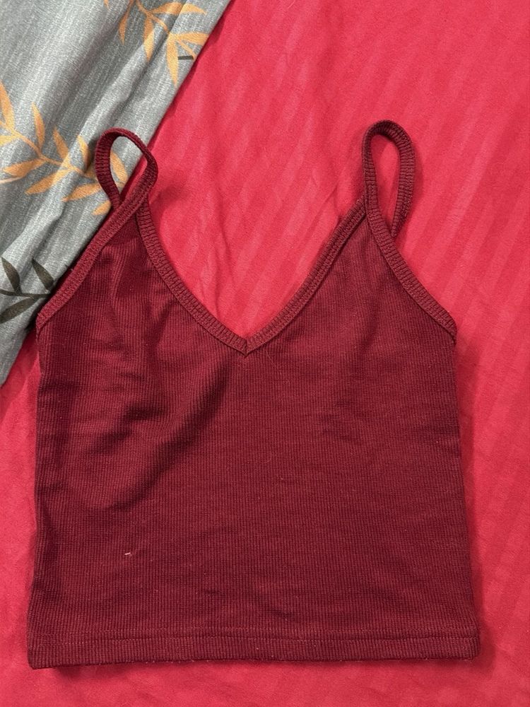 Ribbed Burgundy Cami Top