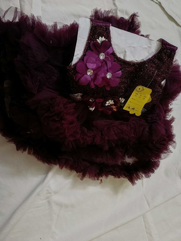 Adorable Burgundy Tulle Party Dress