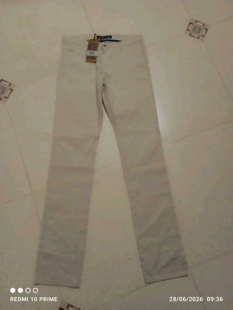 Cream Colored Slim Fit Trousers