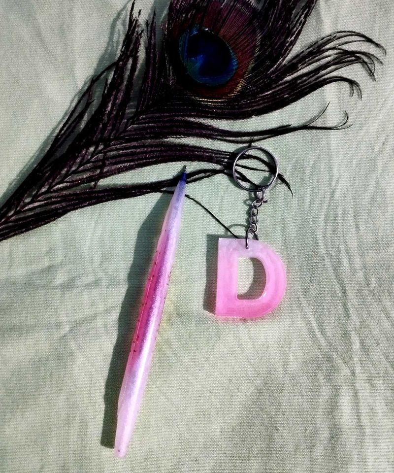 Cute Pink Letter D Keychain